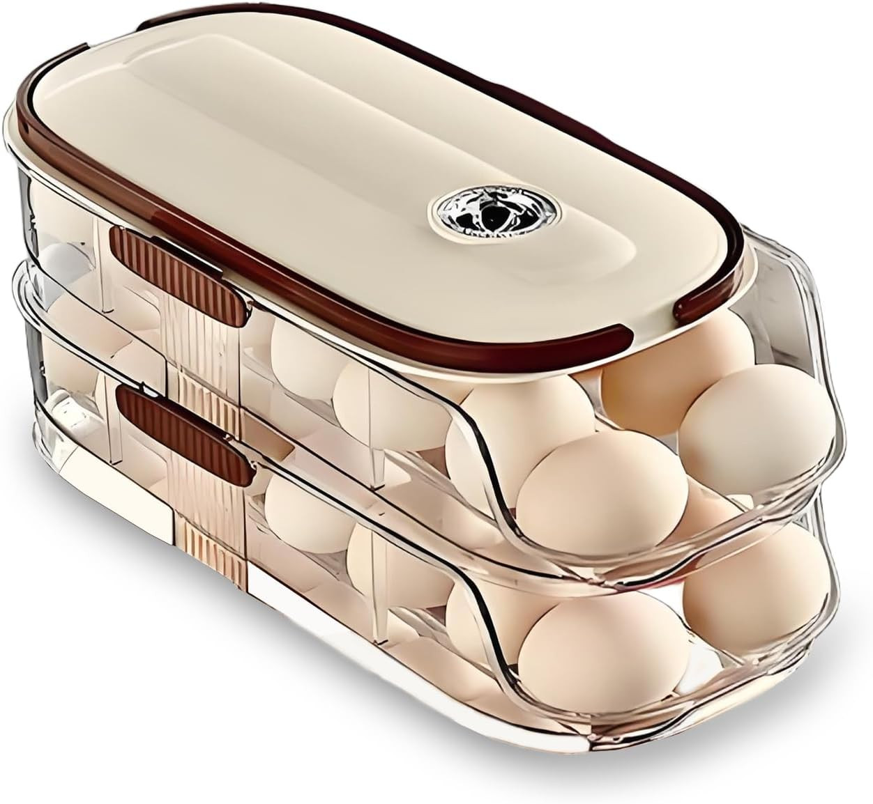 Egg Holder for Fridge with Lid and Handle, Automatic Rolling Egg Container for Refrigerator, Stac... | Amazon (US)