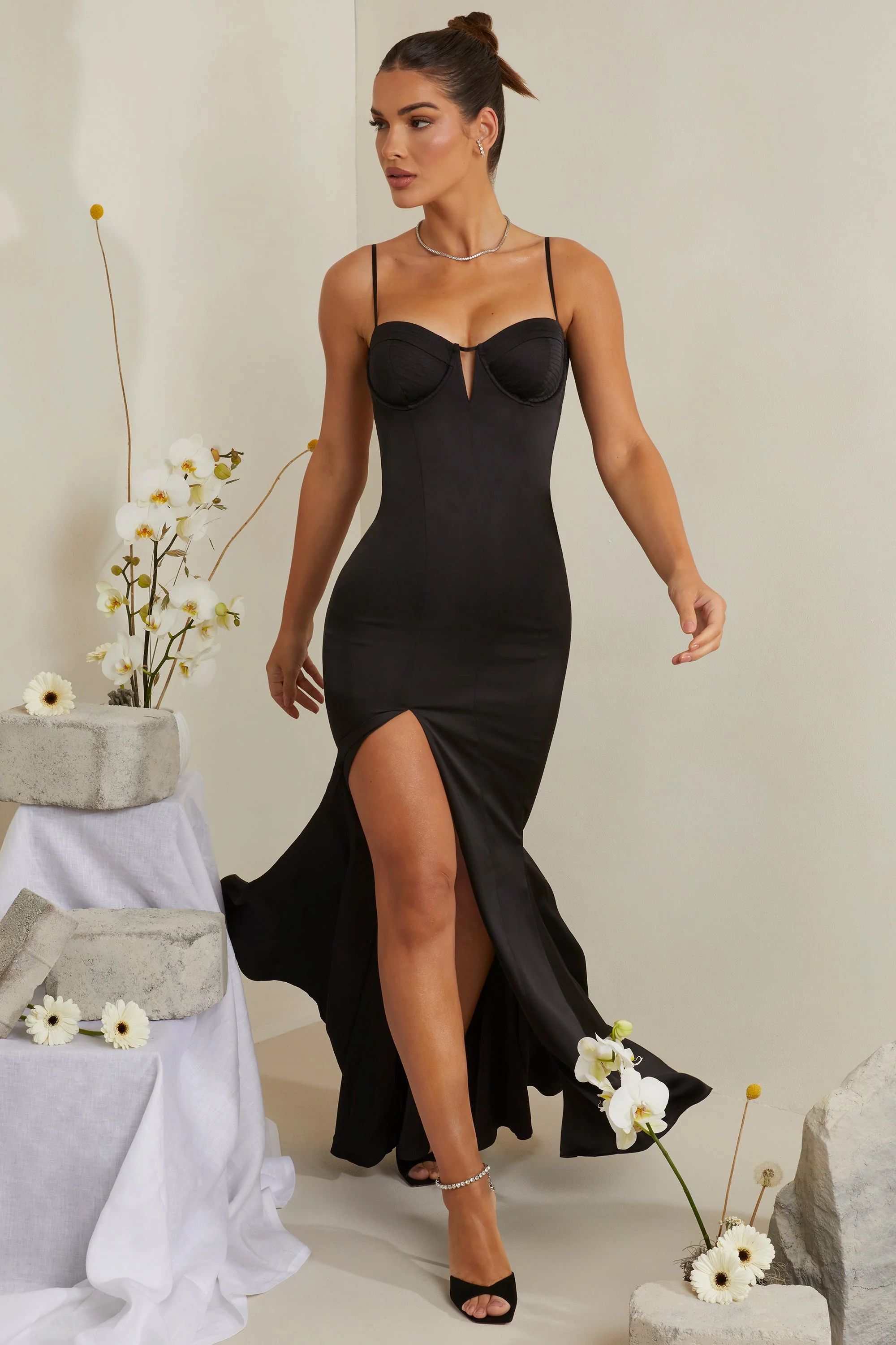 Cut Out Fishtail Maxi Dress in Black | Oh Polly