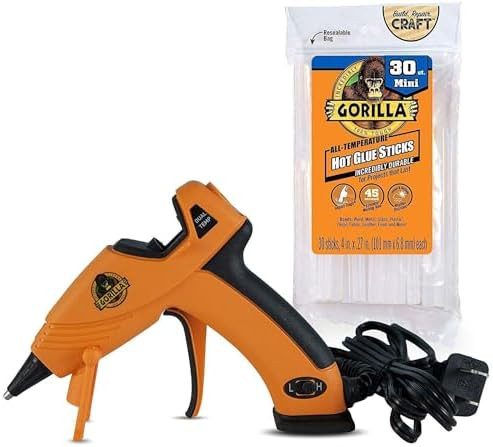 Gorilla Dual Temp Mini Hot Glue Gun Kit with 30 Hot Glue Sticks, 1 Pack - Glue Gun + 30 Sticks | Amazon (US)