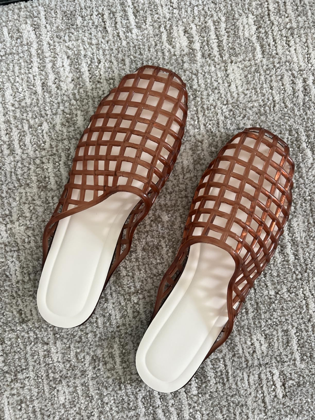 Clear Jelly Flats for Women Closed Toe Mesh Hollow Jellies Mule Sandals Slip On Jelly Slides Casu... | Amazon (US)