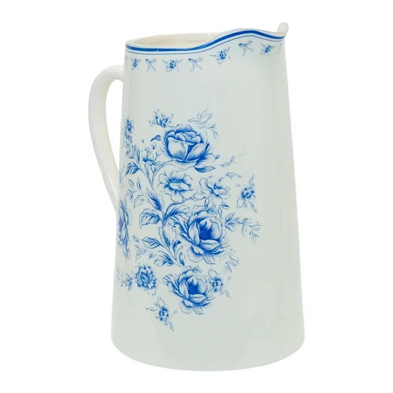 Floral Stoneware Pitcher, Blue and White, 3 qt, by My Texas House | Walmart (US)