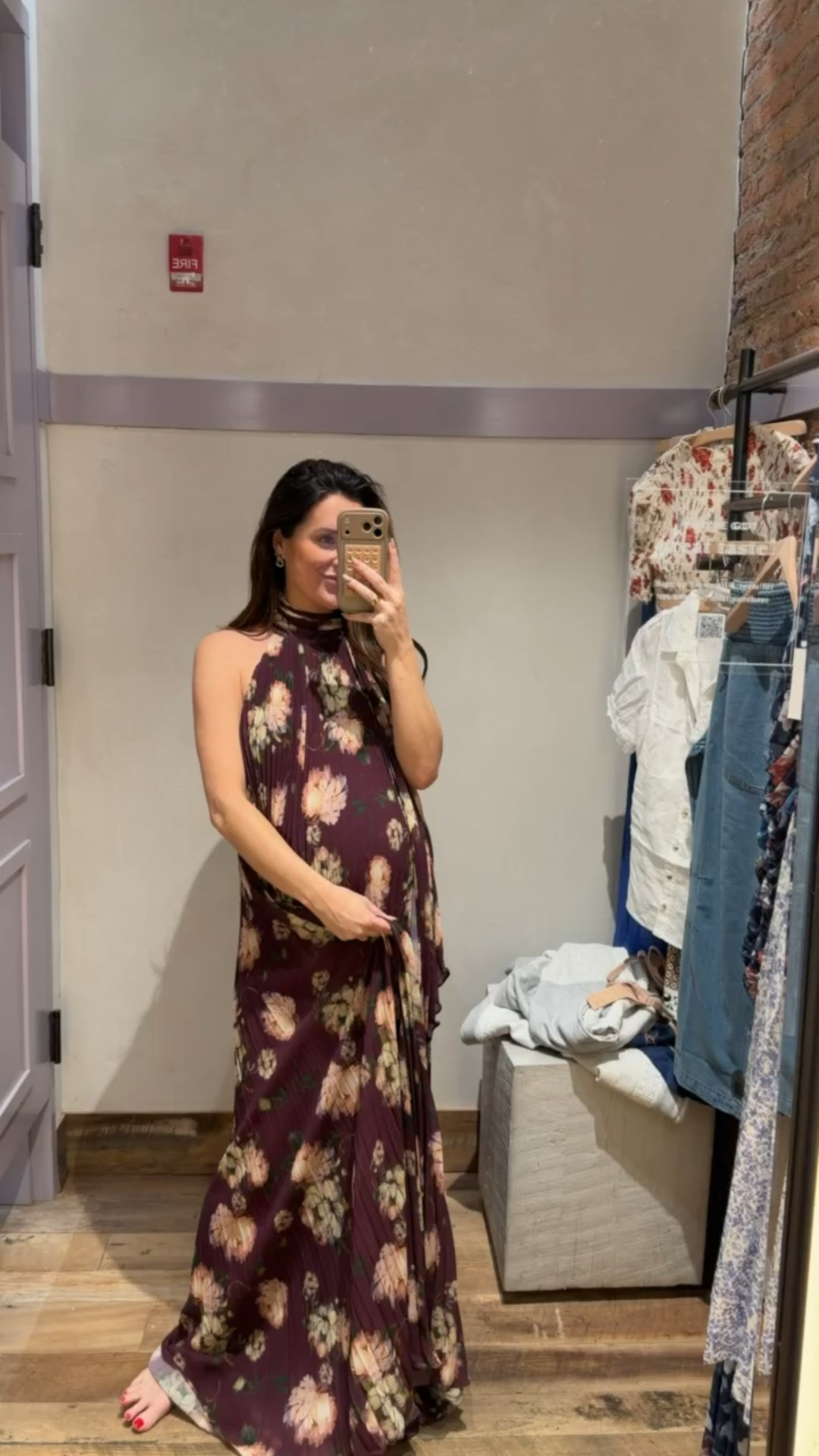 Use code SHELBI20 for 20% off orders $100+ This pleated floaty floral burgundy dress from @Anthropologie is so chic and perfect for a spring formal wedding // comes in several colors. Get your true size even with a bump! Maternity, pregnant 

#LTKSpringSale #LTKspring #LTKWedding