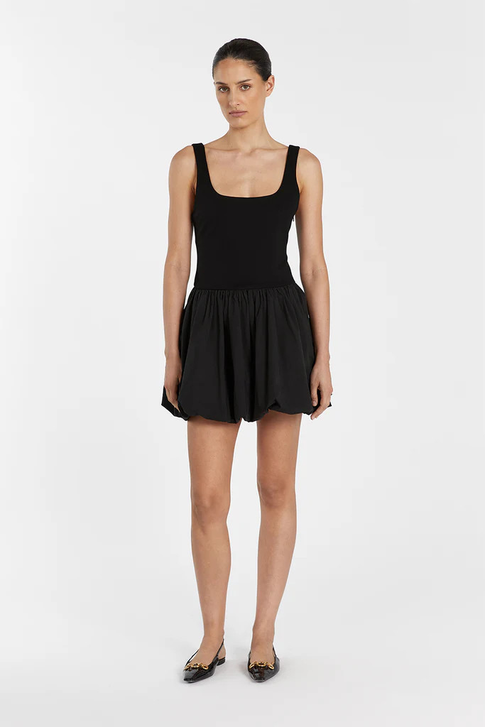 LULA BLACK BUBBLE MINI DRESS | DISSH