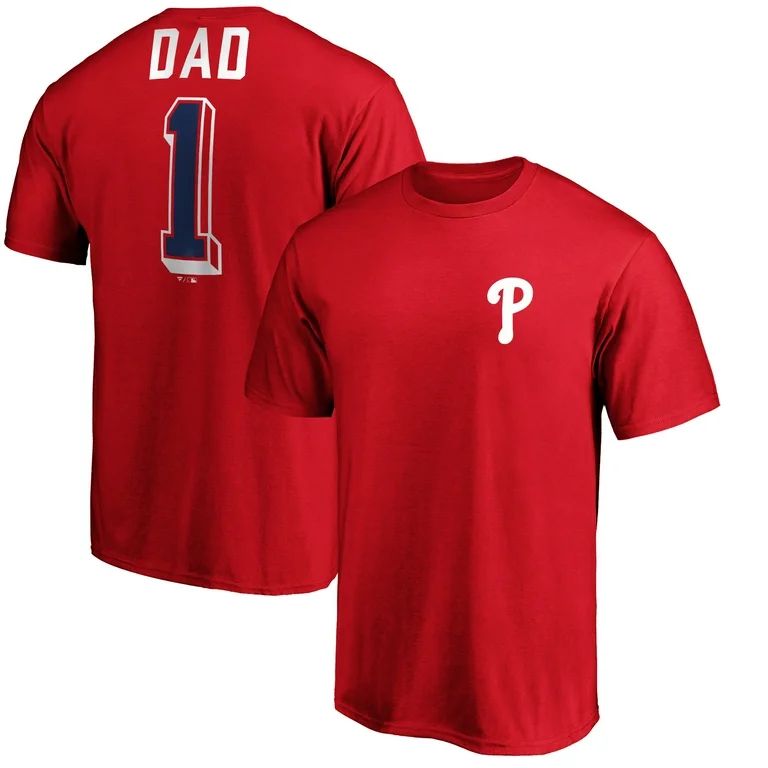 Men's Fanatics Red Philadelphia Phillies Number One Dad T-Shirt | Walmart (US)