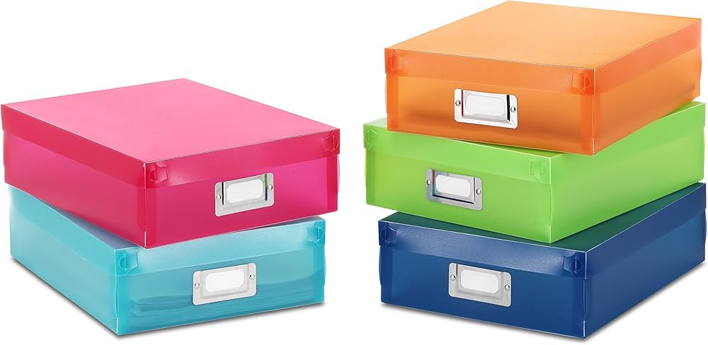 Whitmor Plastic Document Boxes, Set of 5, Multicolor, 5 Count | Amazon (US)