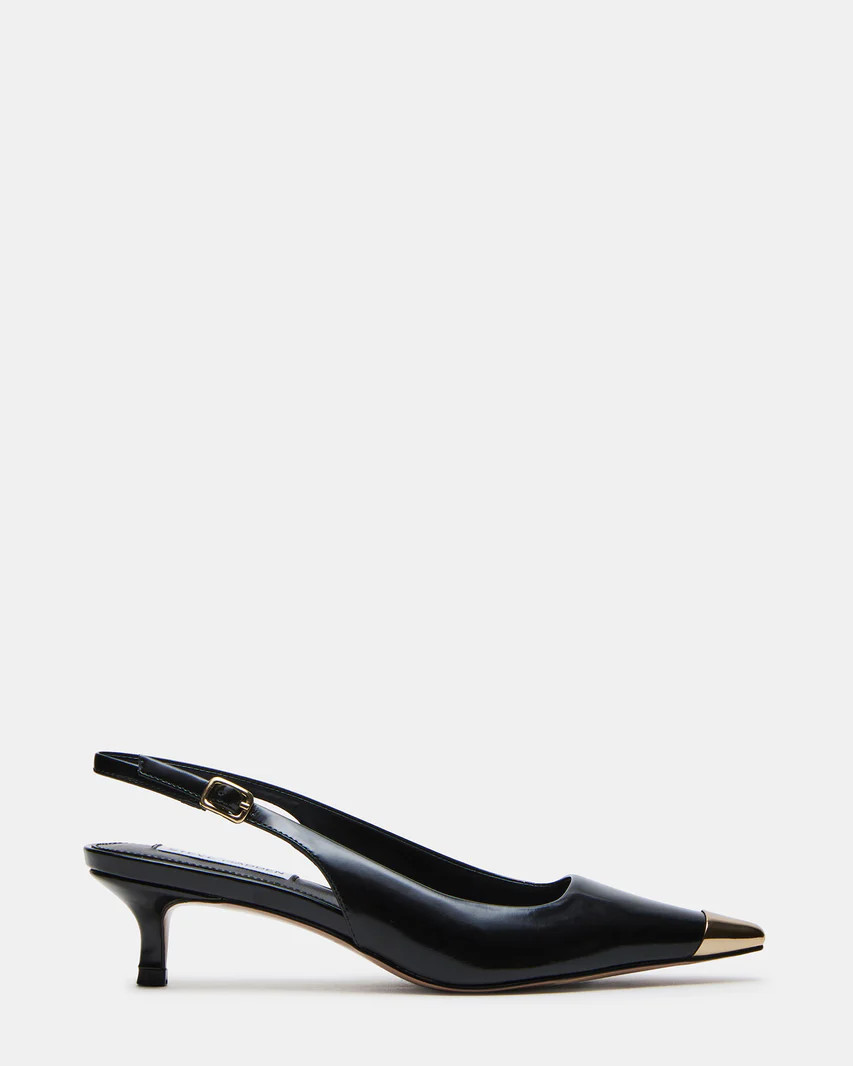 KENZ Black Leather Kitten Heel Slingback Pump Heel | Women's Heels | Steve Madden (US)