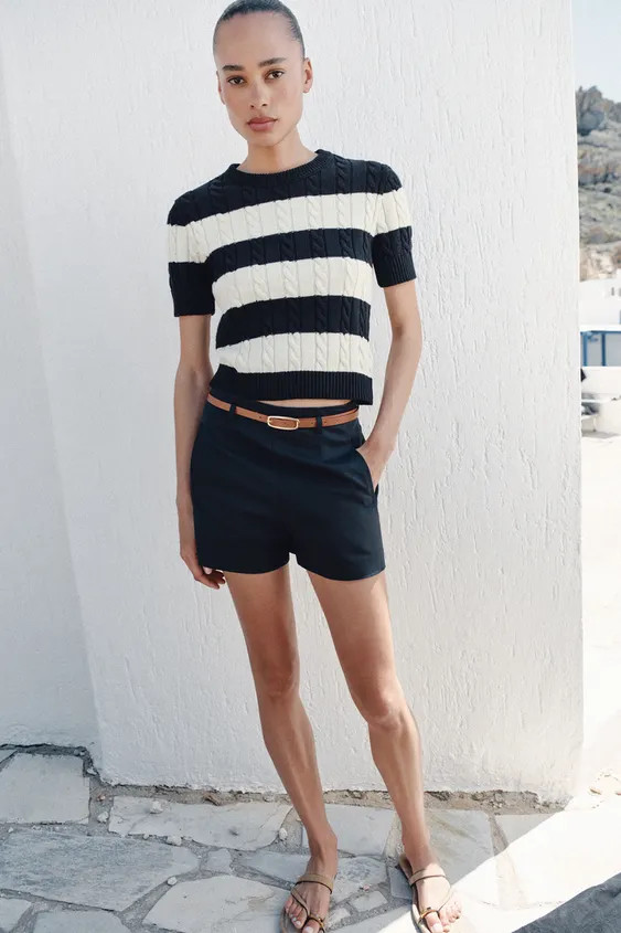 CABLE-KNIT STRIPED JUMPER | Zara UK