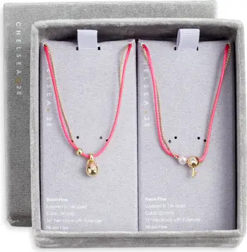Set of 2 Demi Fine Mommy & Me Lock Key Pendant Necklaces | Nordstrom