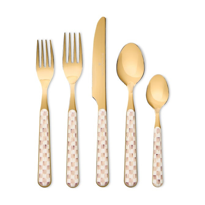 Mocha Check Bistro Flatware 5 Piece Place Setting | MacKenzie-Childs