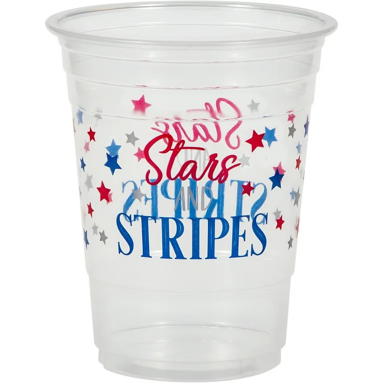 Patriotic Stars and Stripes 6 Count Disposable Plastic 16OZ Party Cups by Way to Celebrate | Walmart (US)