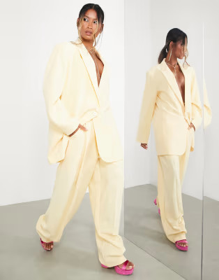 ASOS EDITION wide leg pants in buttermilk | ASOS (Global)