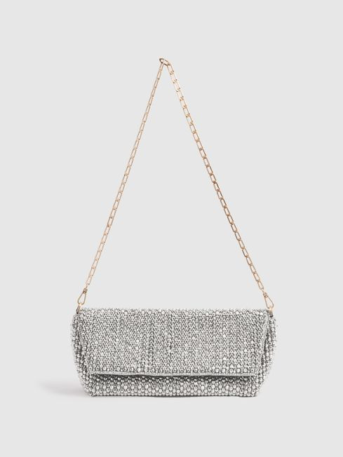 Bead Embellished Chain Strap Clutch | Reiss UK