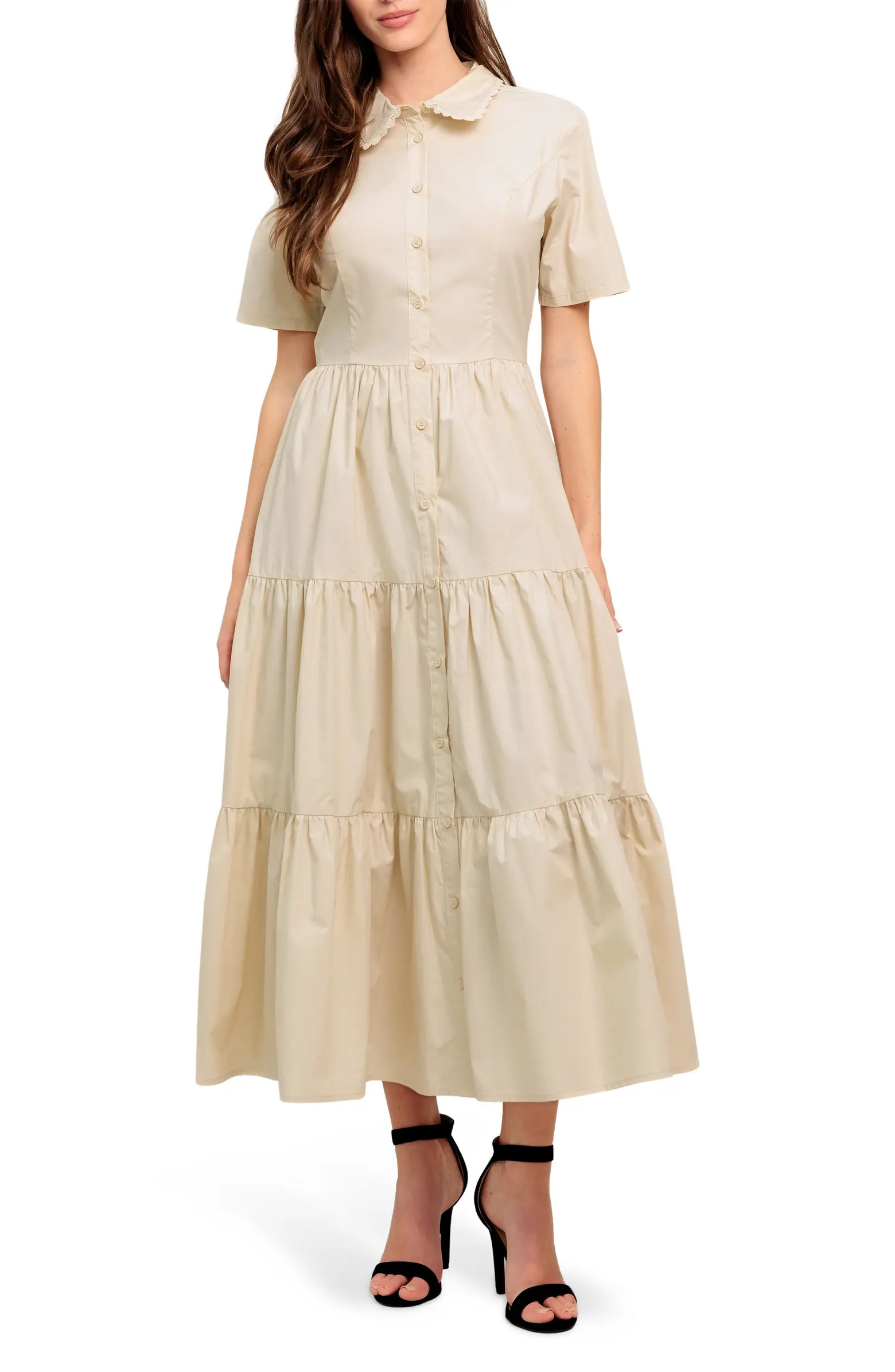 FLYING TOMATO Scalloped Collar Maxi Dress | Nordstromrack | Nordstrom Rack