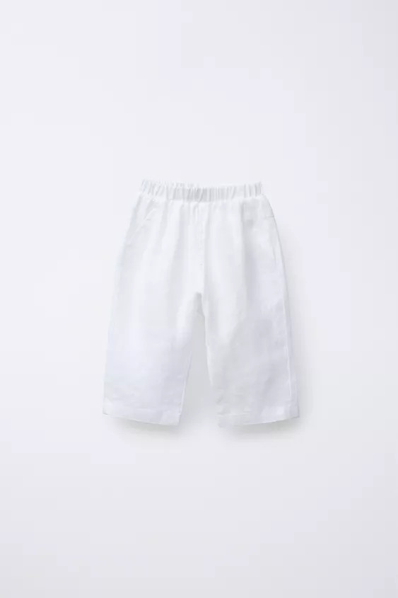 100% linen pants. Elastic waistband and patch pocket on back. | Zara US
