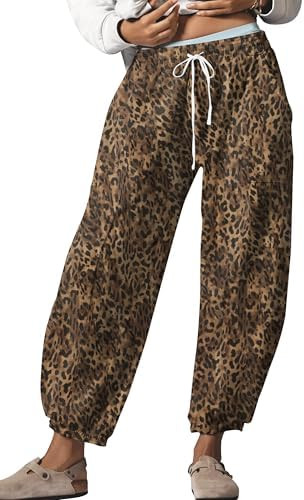 Ziesexy Leopard Pants Women Barrel Sweatpants Casual Baggy Cheetah Print Lounge Pants Drawstring ... | Amazon (US)