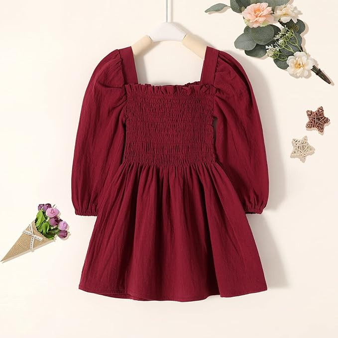 Happy Town Toddler Girl Dress Long Sleeve Play Wear Dress Baby Solid Color Casual Fall Winter Clo... | Amazon (US)