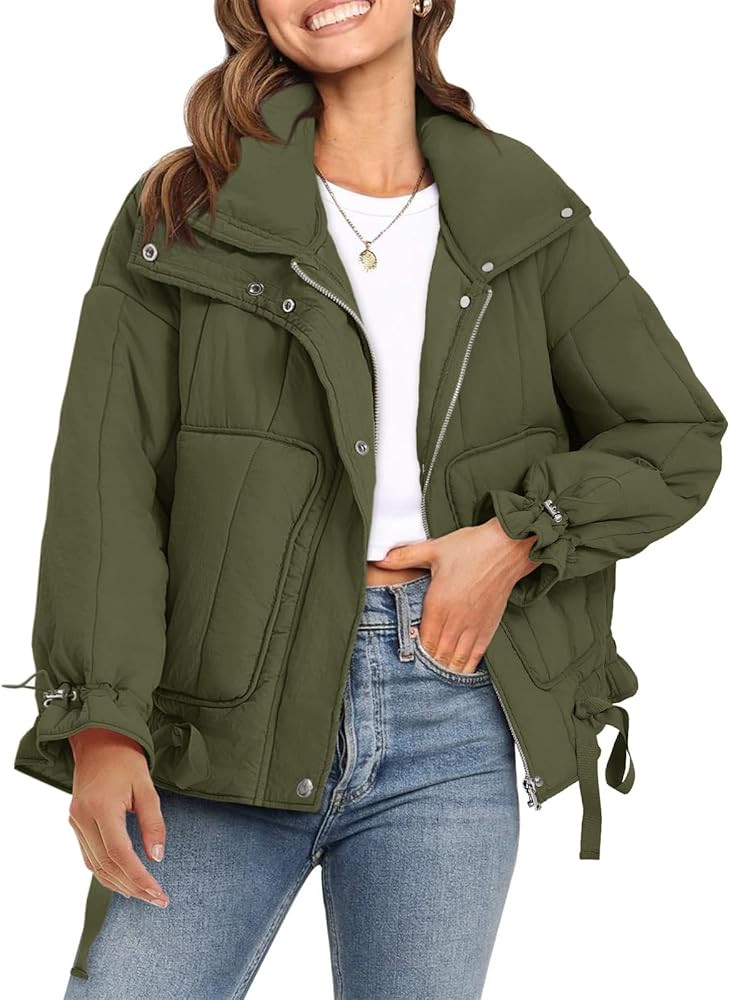 Tankaneo Womens Puffer Quilted Jackets Zip Up Drawstring Waist Lightweight Coats Winter Casual Ou... | Amazon (US)