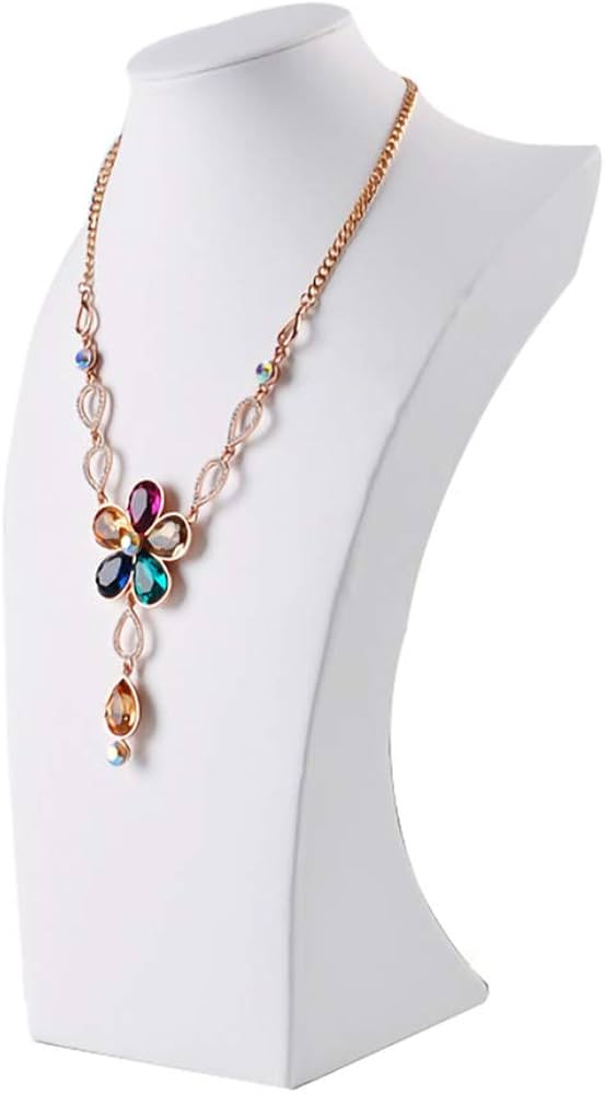 Homeanda White Soft PU Jewelry Jewellery Stand Necklace Pendant Chain Jewelry Bust Display Holder... | Amazon (US)