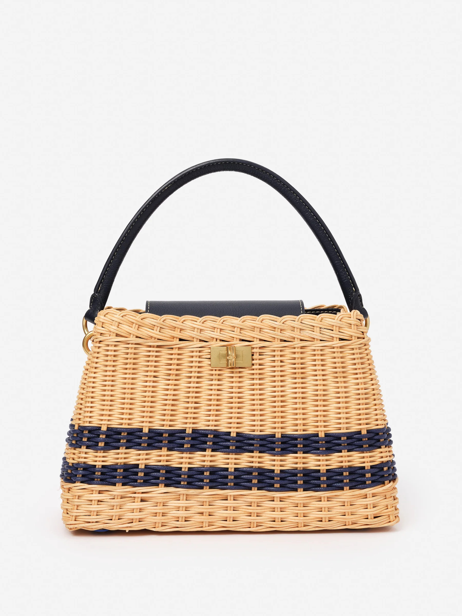 Natural/Navy Solid Faith Wicker Handbag | Women's Handbags | J.McLaughlin | J.McLaughlin