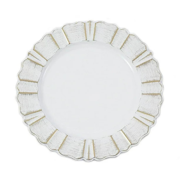 Efavormart Set of 6 - 13" Round - White Plastic Charger Plates With Waved Scalloped Rim for Weddi... | Walmart (US)