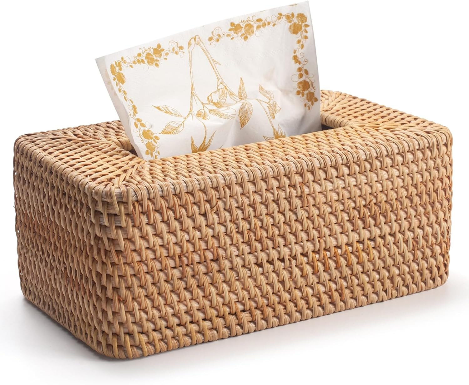 Rattan Tissue Box Cover, Rectangular Wicker Tissue Box Holder, Decorative Woven Facial Tissue Hol... | Amazon (US)