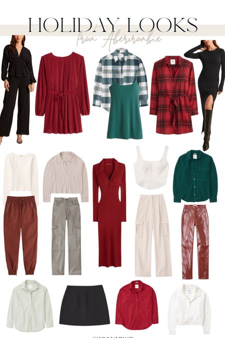Abercrombie holiday dresses and red leather neutral holiday looks and holiday outfit ideas 

#LTKstyletip #LTKHoliday #LTKSeasonal