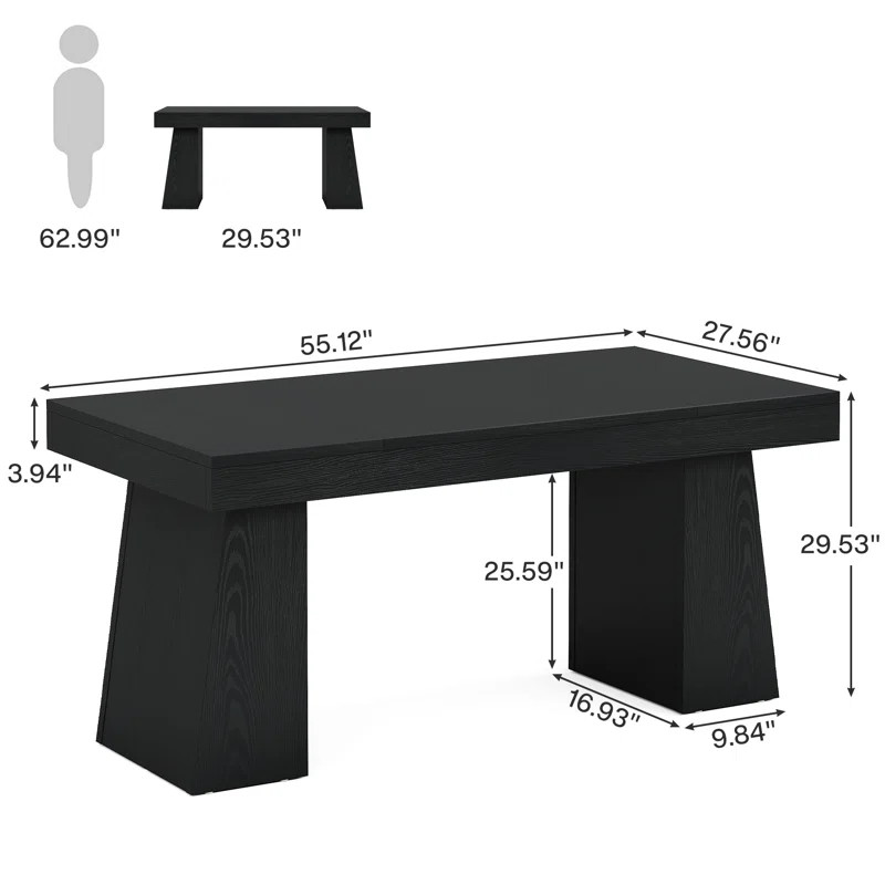 Wolbach 55 Inches Executive Desk with Double Trapezoid Base | Wayfair North America