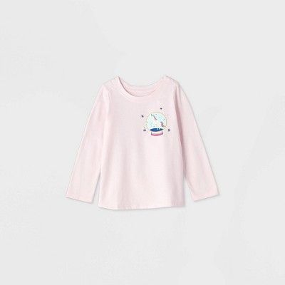 Toddler Girls' Unicorn Snow Globe Long Sleeve T-Shirt - Cat & Jack™ Blush Pink | Target