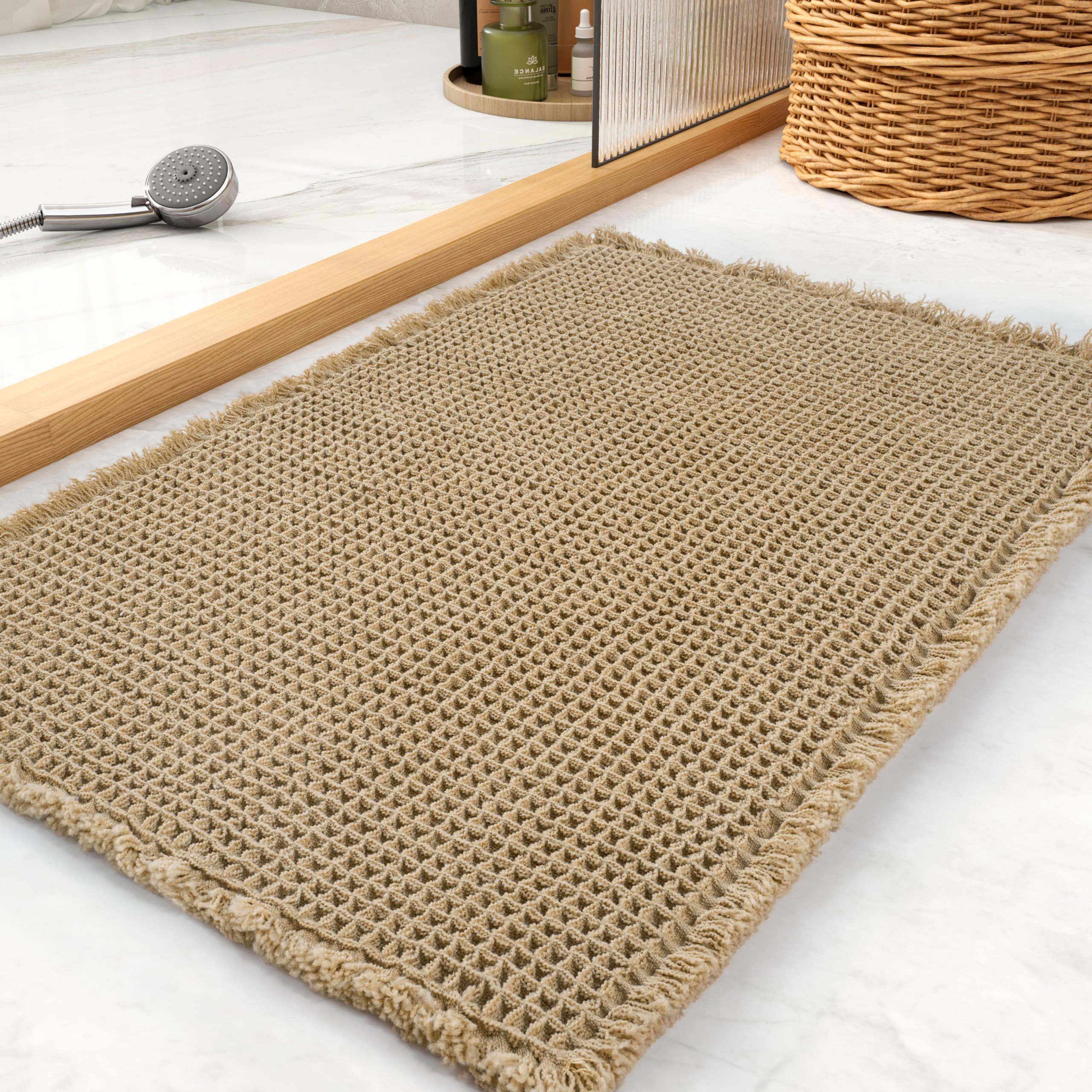 Waffle Bath Mat Rug, Super Absorbent Non Slip Bath Mats for Bathroom Mat Ultra Soft Bathmat Machi... | Amazon (US)