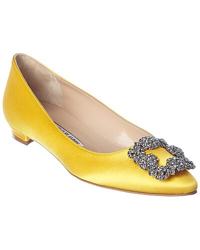Manolo Blahnik Hangisi Satin Flat | Gilt