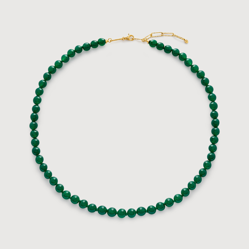 Gold Round Gemstone Necklace Green Onyx | Monica Vinader (Global)