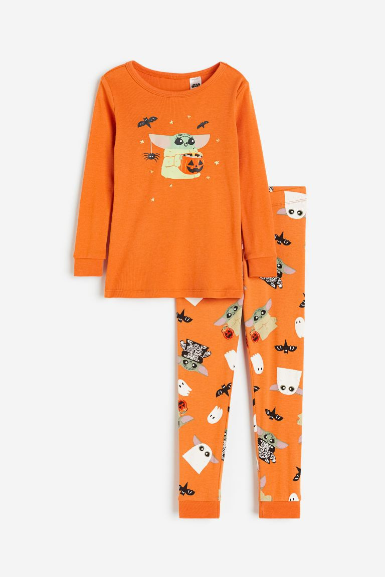 Ribbed Cotton Pajamas - Regular waist - Round Neck - Orange/Star Wars - Kids | H&M US | H&M (US + CA)