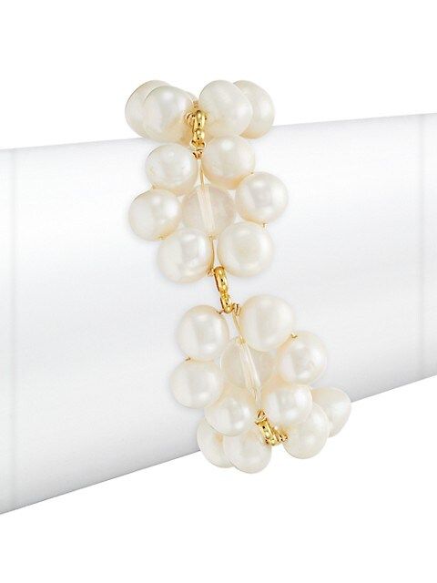 éliou Melo 14K Goldplated Baroque Pearl & Crystal Quartz Flower Bracelet | Saks Fifth Avenue
