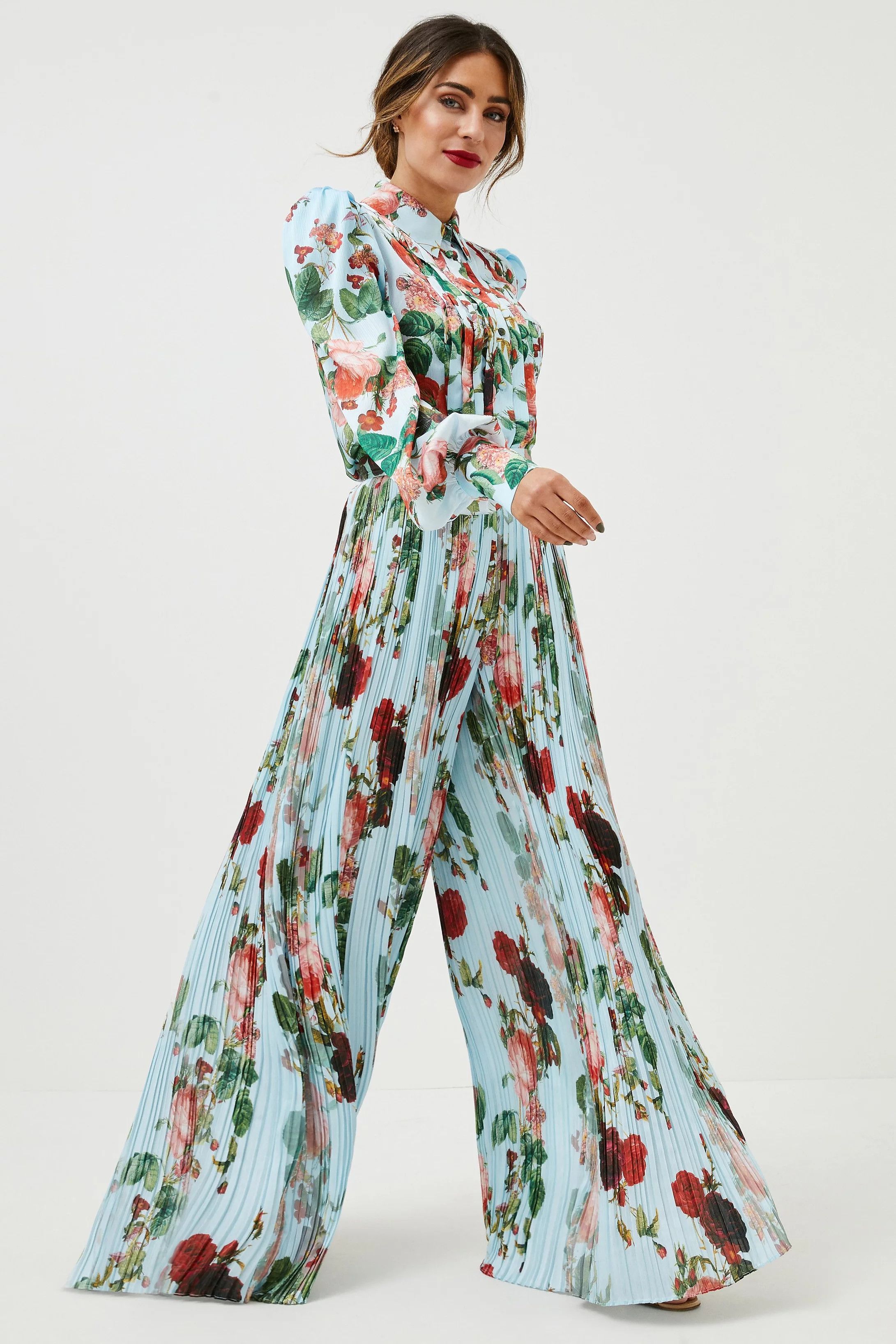 Lydia Millen Rose Fluid Drama Woven Palazzo | Karen Millen US