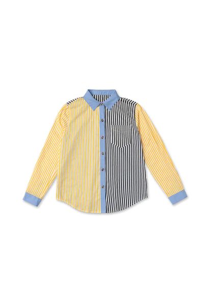 Mel Mixed Button Down Shirt - Yellow Stripe | Shop BURU