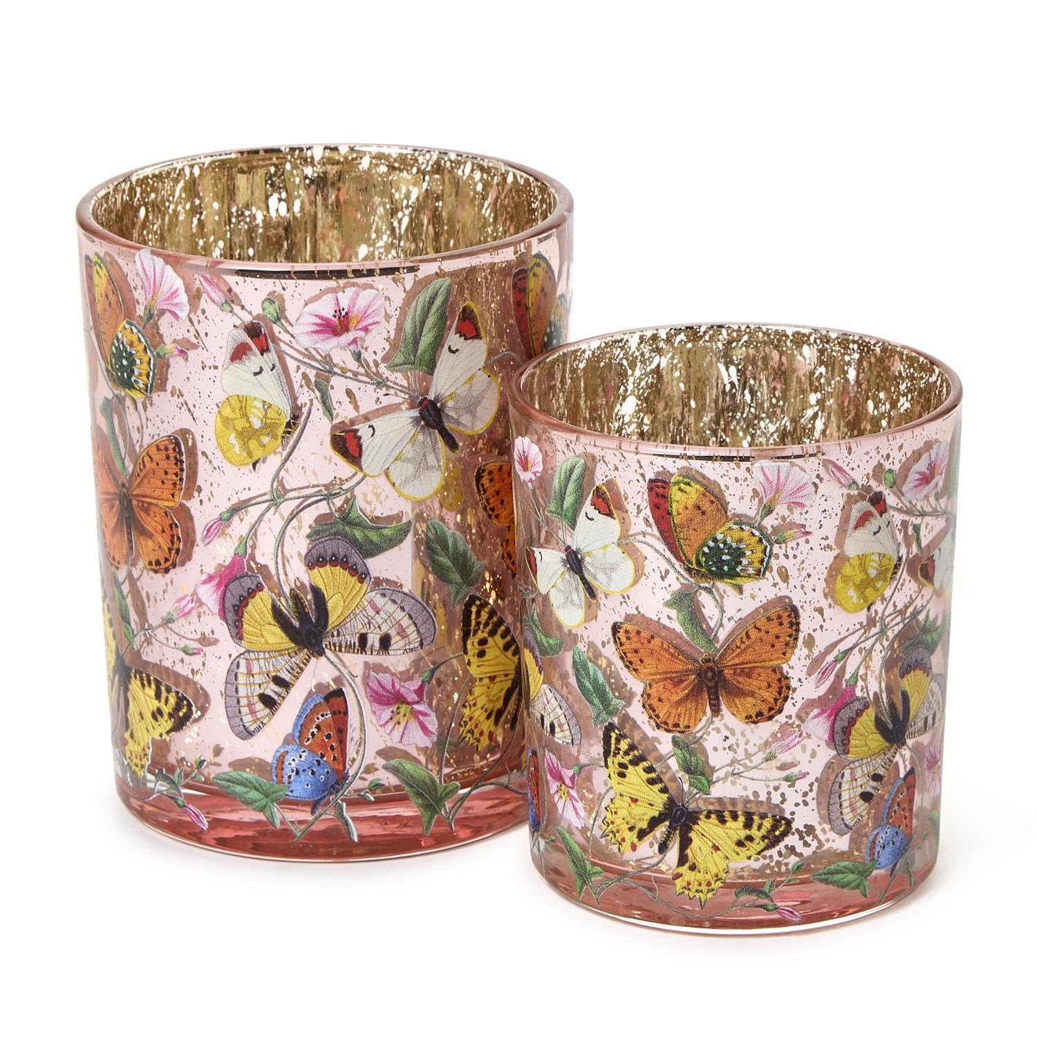 Two's Company Butterfly Silhouette Antiqued Candleholders, 5-Inch, Glass, Multicolor, Set of 2 | Amazon (US)