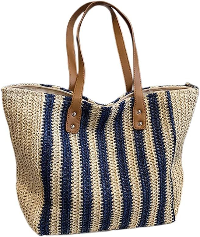 Hxinson Summer Handbag Beach Bag Rattan Woven Knitted Straw Large Capacity Totes Women Shoulder B... | Amazon (US)