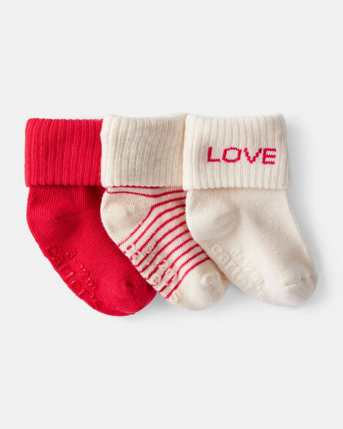 Baby Boy 3-Pack Valentine's Day Booties - White/Red | Carter's Inc