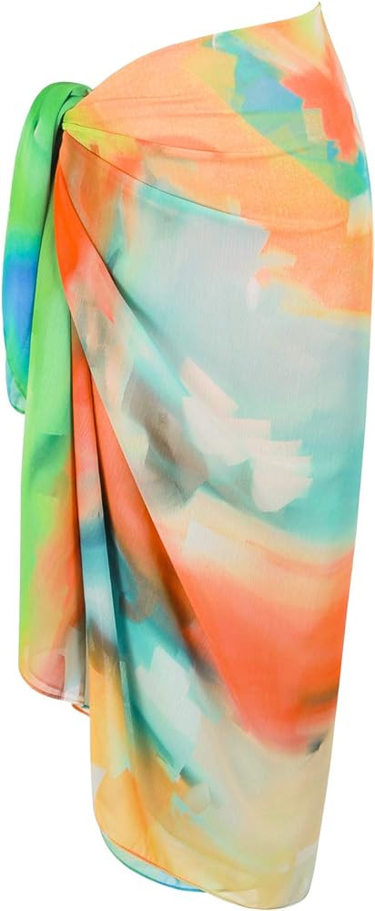MissShorthair Womens Chiffon Beach Pareos Sarong Sheer Swimsuit Cover Ups Swimwear Bikini Wrap | Amazon (US)
