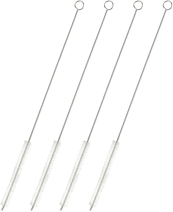 Juvale 4 Pack Metal Straw Cleaner Brush, Extra Long Stainless Steel with Bristles for Cleaning Wa... | Amazon (US)