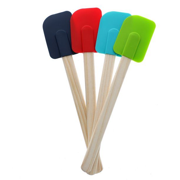 Mainstays 4-Piece Silicone Spatula with Wooden Handle Set, Assorted Colors - Walmart.com | Walmart (US)