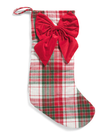 22in Bow Tartan Stocking | Garlands & Trimmings | Marshalls | Marshalls