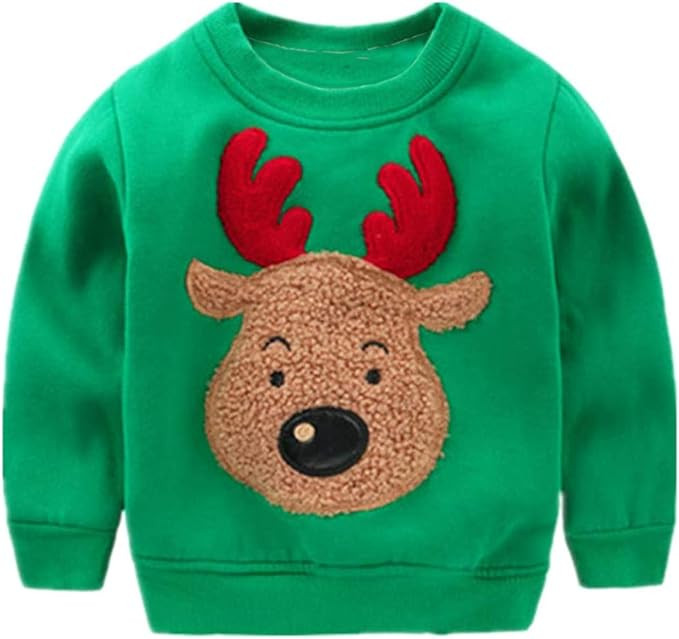 Toddler Boys Christmas Sweatshirts Long Sleeve Pullover Shirts Reindeer Sweaters Xmas Cartoon Tee... | Amazon (US)