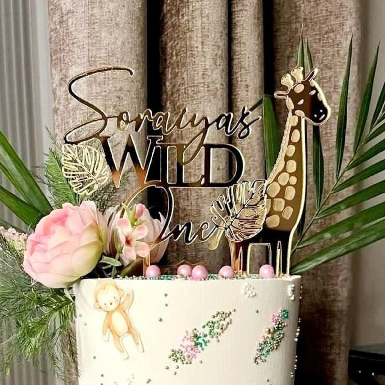Wild One Cake Topper Set Personalised Cute Giraffe Topper - Etsy | Etsy (US)