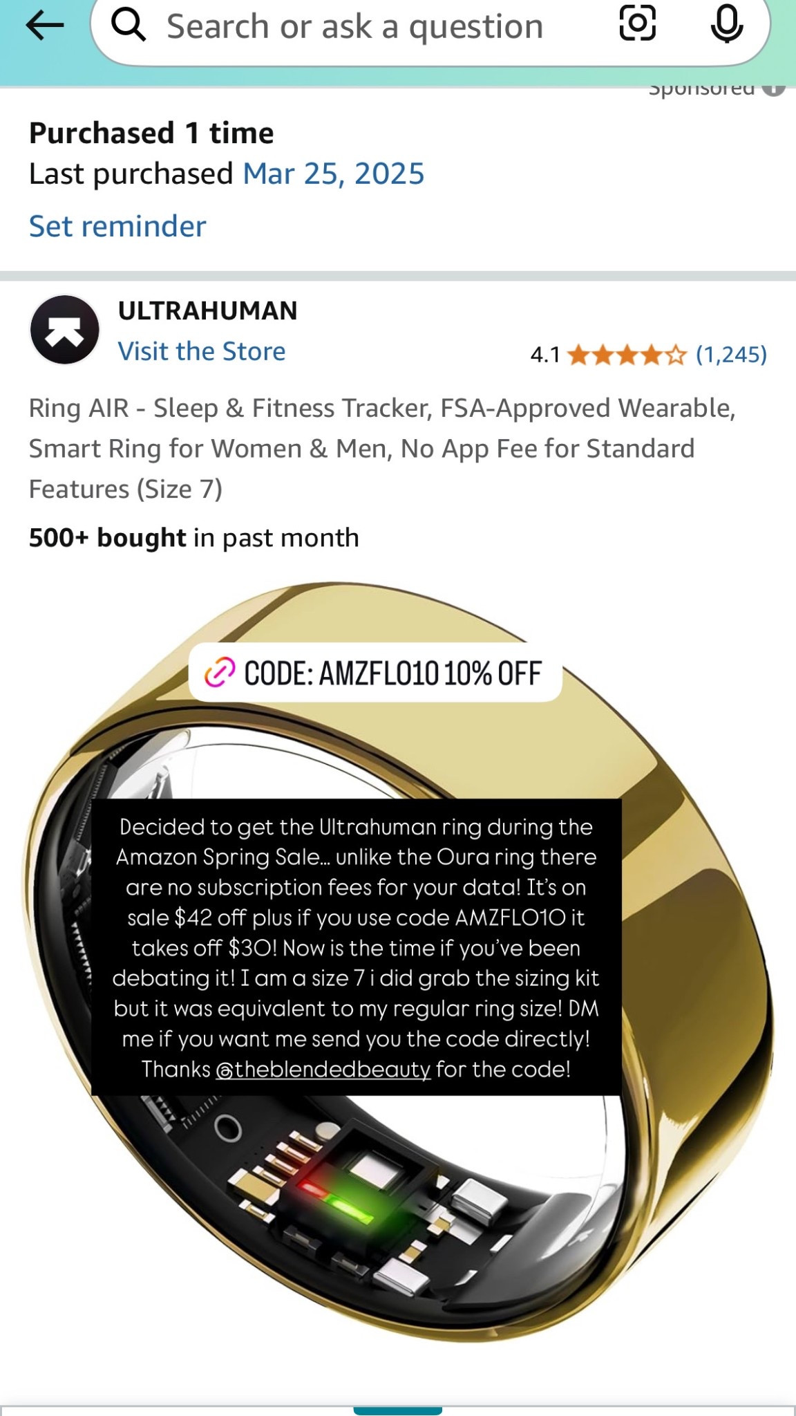 Code AMZFLO10 for 10% off the Ultrahuman Ring! 

#LTKSaleAlert