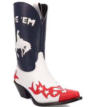 Dingo Cowgirl Leather Ride 'Em Bronco Cut Out Western Mid Calf Boots | Dillard's | Dillard's