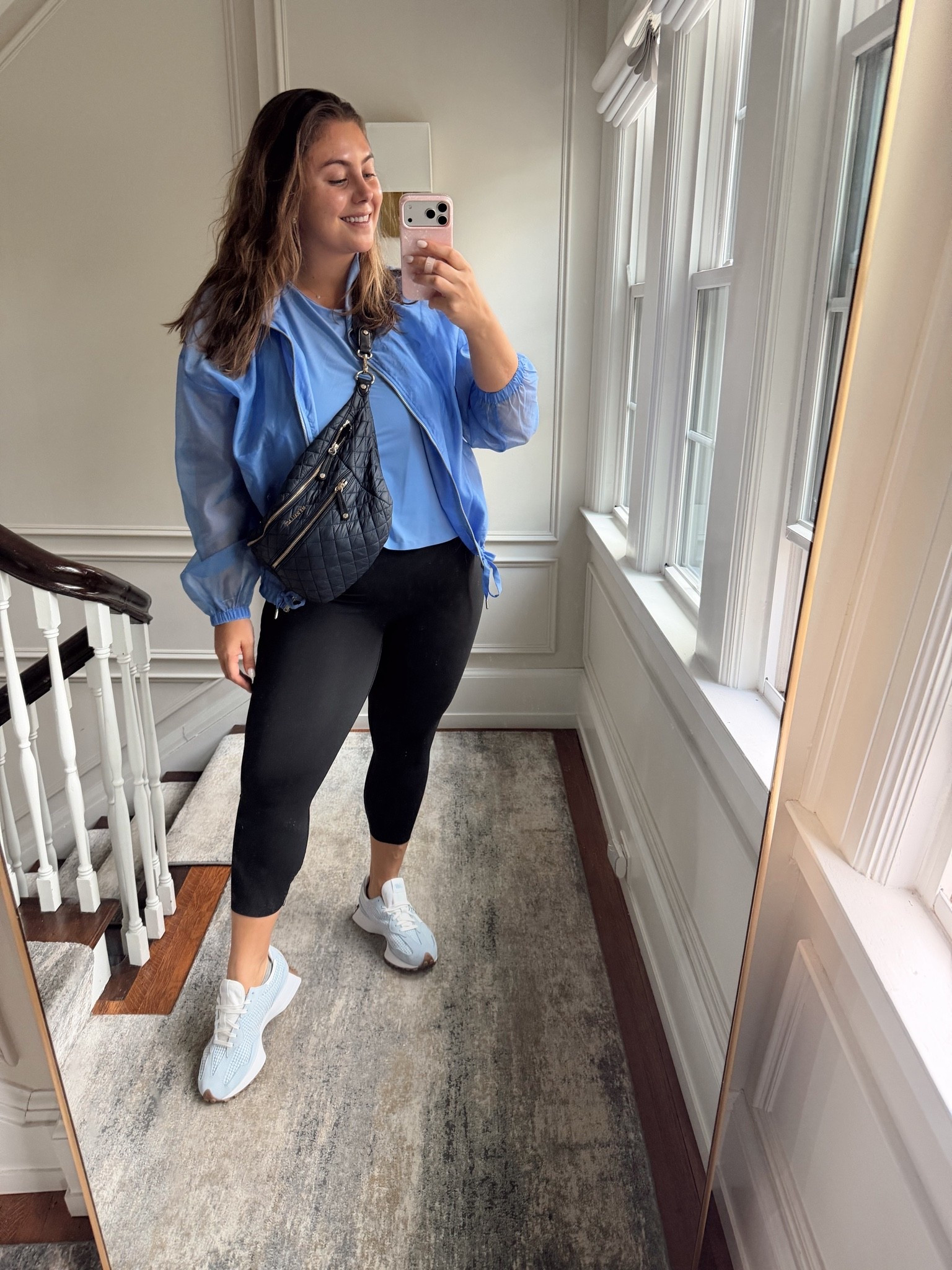 Today’s workout outfit for Pilates - wearing 1X in jacket, 1X in top & leggings. Use CARALYN15 on your first order at @Spanx for 15% off + free shipping