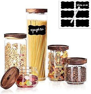OPTVIT Glass Food Storage Jars, Glass Storage Contianers Jars with Airtight Lids, Glass Canisters... | Amazon (US)