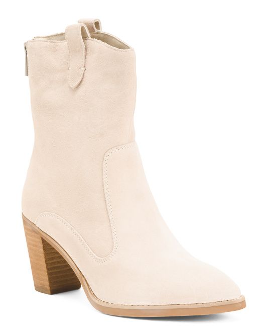 Suede Pull On Midshaft Booties | TJ Maxx