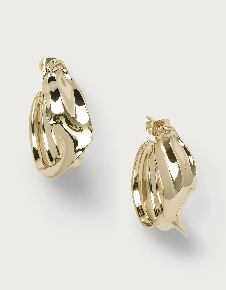 Gold Plated Wave Hoop Earrings | The White Company UK & ROW